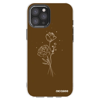 Picasee silikónový prehľadný obal pre Apple iPhone 12 Pro Max - Brown flowers