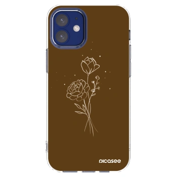 Picasee silikónový prehľadný obal pre Apple iPhone 12 mini - Brown flowers