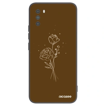 Picasee silikónový čierny obal pre Xiaomi Poco M3 - Brown flowers