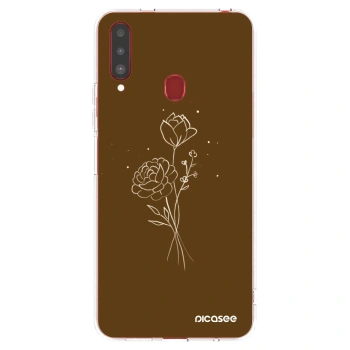 Picasee silikónový prehľadný obal pre Samsung Galaxy A20s - Brown flowers