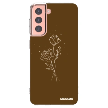 Picasee silikónový prehľadný obal pre Samsung Galaxy S21 5G G991B - Brown flowers