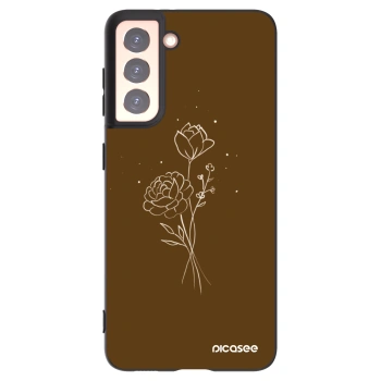 Picasee silikónový čierny obal pre Samsung Galaxy S21 5G G991B - Brown flowers
