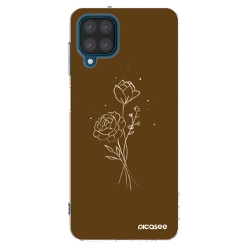 Picasee silikónový prehľadný obal pre Samsung Galaxy A12 A125F - Brown flowers