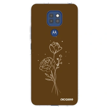 Picasee silikónový prehľadný obal pre Motorola Moto G9 Play - Brown flowers