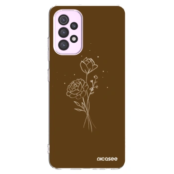 Picasee silikónový prehľadný obal pre Samsung Galaxy A32 5G A326B - Brown flowers