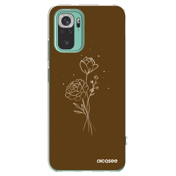 Picasee silikónový prehľadný obal pre Xiaomi Redmi Note 10 Pro - Brown flowers