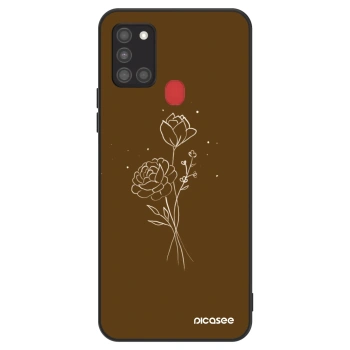 Obal pre Samsung Galaxy A21s - Brown flowers