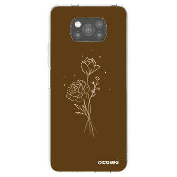 Picasee silikónový čierny obal pre Xiaomi Poco X3 Pro - Brown flowers
