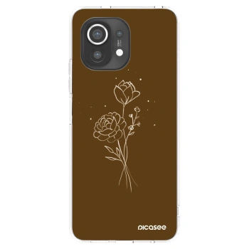Picasee silikónový prehľadný obal pre Xiaomi Mi 11 - Brown flowers