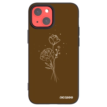 Picasee silikónový čierny obal pre Apple iPhone 13 mini - Brown flowers