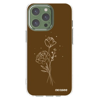 Picasee silikónový prehľadný obal pre Apple iPhone 13 Pro - Brown flowers