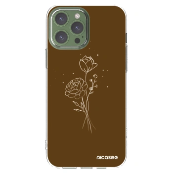 Picasee silikónový prehľadný obal pre Apple iPhone 13 Pro Max - Brown flowers