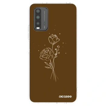 Picasee silikónový čierny obal pre Xiaomi Redmi 9T - Brown flowers