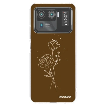 Picasee silikónový prehľadný obal pre Xiaomi Mi 11 Ultra - Brown flowers