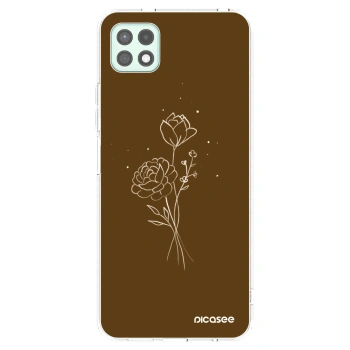 Picasee silikónový prehľadný obal pre Samsung Galaxy A22 A226B 5G - Brown flowers