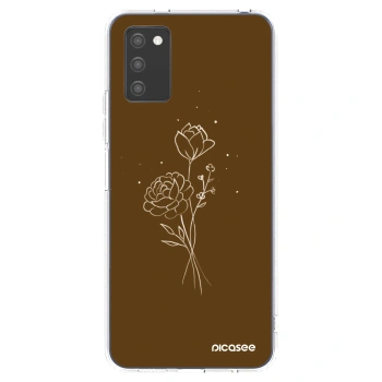 Picasee silikónový prehľadný obal pre Samsung Galaxy A02s A025G - Brown flowers