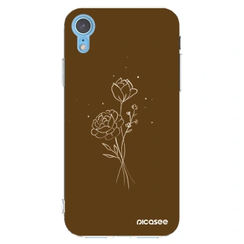 Picasee silikónový prehľadný obal pre Apple iPhone XR - Brown flowers