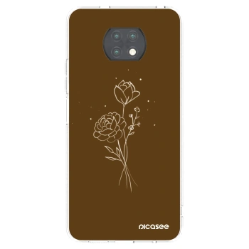 Picasee silikónový prehľadný obal pre Xiaomi Redmi Note 9T - Brown flowers