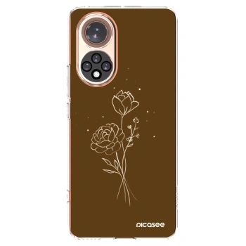 Picasee silikónový prehľadný obal pre Huawei Nova 9 - Brown flowers