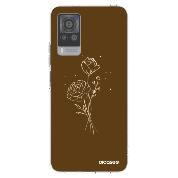 Picasee silikónový prehľadný obal pre Vivo X60 Pro 5G - Brown flowers