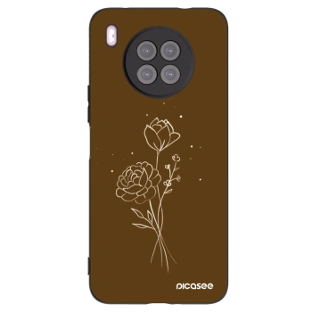 Picasee silikónový čierny obal pre Huawei Nova 8i - Brown flowers