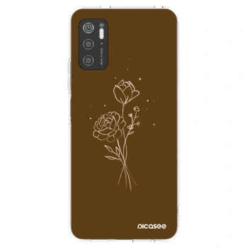 Picasee silikónový prehľadný obal pre Xiaomi Poco M3 Pro 5G - Brown flowers