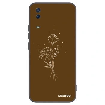 Picasee silikónový čierny obal pre Vivo Y11s - Brown flowers