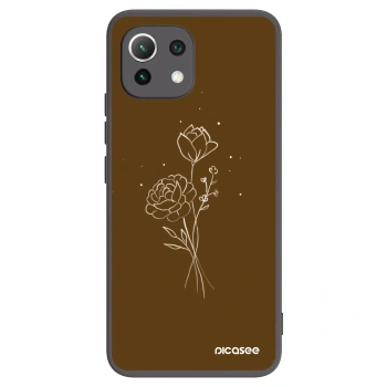 Picasee silikónový čierny obal pre Xiaomi 11 Lite 5G NE - Brown flowers