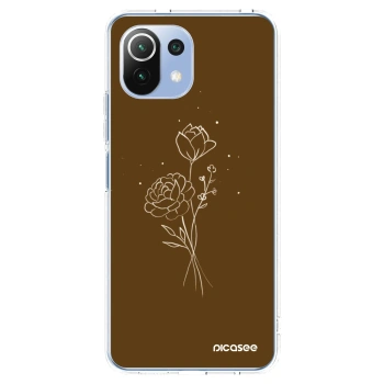 Picasee silikónový prehľadný obal pre Xiaomi 11 Lite 5G NE - Brown flowers