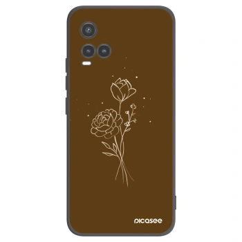 Picasee silikónový čierny obal pre Vivo Y33s - Brown flowers