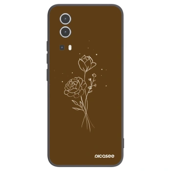 Picasee silikónový čierny obal pre Vivo Y72 5G - Brown flowers