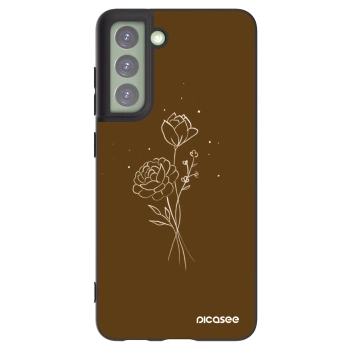 Picasee silikónový čierny obal pre Samsung Galaxy S21 FE 5G - Brown flowers