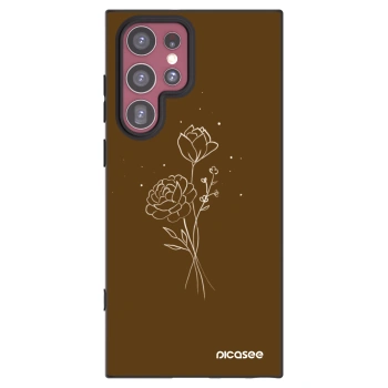 Picasee silikónový čierny obal pre Samsung Galaxy S22 Ultra 5G - Brown flowers