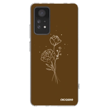 Picasee silikónový prehľadný obal pre Xiaomi Redmi Note 11 Pro 5G - Brown flowers
