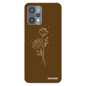 Picasee silikónový prehľadný obal pre Realme 9 Pro 5G - Brown flowers