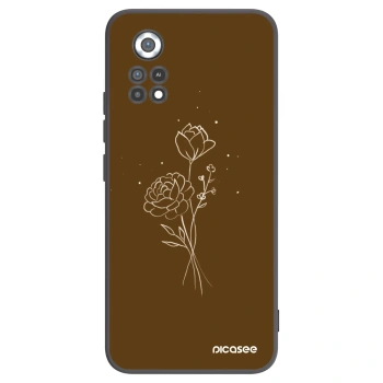 Picasee silikónový čierny obal pre Xiaomi Poco X4 Pro 5G - Brown flowers