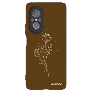 Picasee silikónový čierny obal pre Huawei Nova 9 SE - Brown flowers