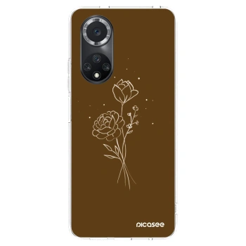 Picasee silikónový prehľadný obal pre Huawei Nova 9 SE - Brown flowers
