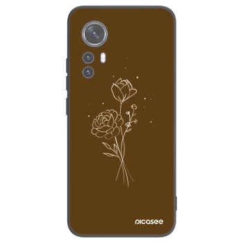Picasee silikónový čierny obal pre Xiaomi 12 - Brown flowers