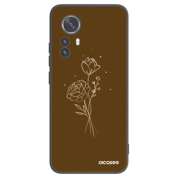 Picasee silikónový čierny obal pre Xiaomi 12 Pro - Brown flowers