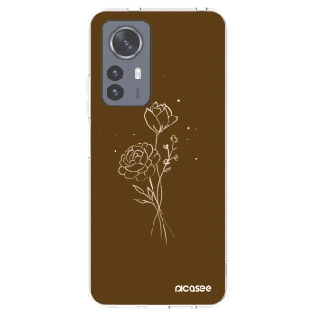 Picasee silikónový prehľadný obal pre Xiaomi 12 Pro - Brown flowers