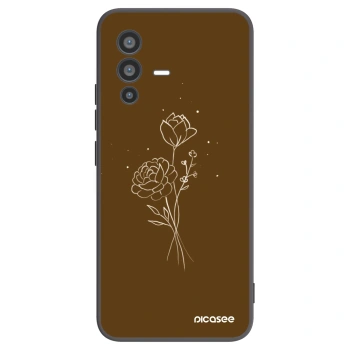 Picasee silikónový čierny obal pre Vivo V23 5G - Brown flowers