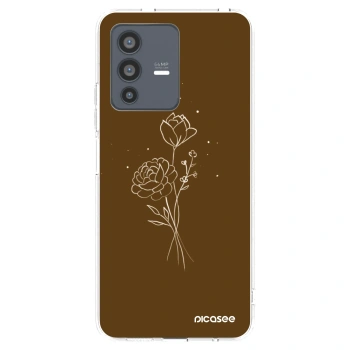 Picasee silikónový prehľadný obal pre Vivo V23 5G - Brown flowers