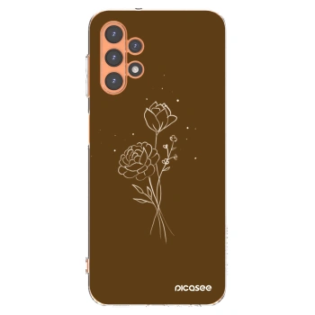 Picasee silikónový prehľadný obal pre Samsung Galaxy A13 4G A135 - Brown flowers