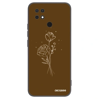 Picasee silikónový čierny obal pre Xiaomi Redmi 10C - Brown flowers