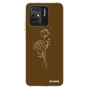 Picasee silikónový prehľadný obal pre Xiaomi Redmi 10C - Brown flowers