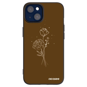 Picasee silikónový čierny obal pre Apple iPhone 14 - Brown flowers