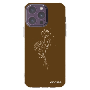 Picasee silikónový prehľadný obal pre Apple iPhone 14 Pro Max - Brown flowers