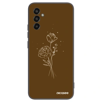 Picasee silikónový čierny obal pre Samsung Galaxy M13 M135F - Brown flowers