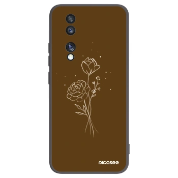 Picasee silikónový čierny obal pre Honor 70 - Brown flowers